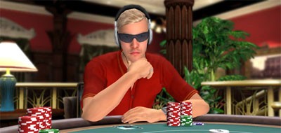 Pokerspelare i digitalt spelrum